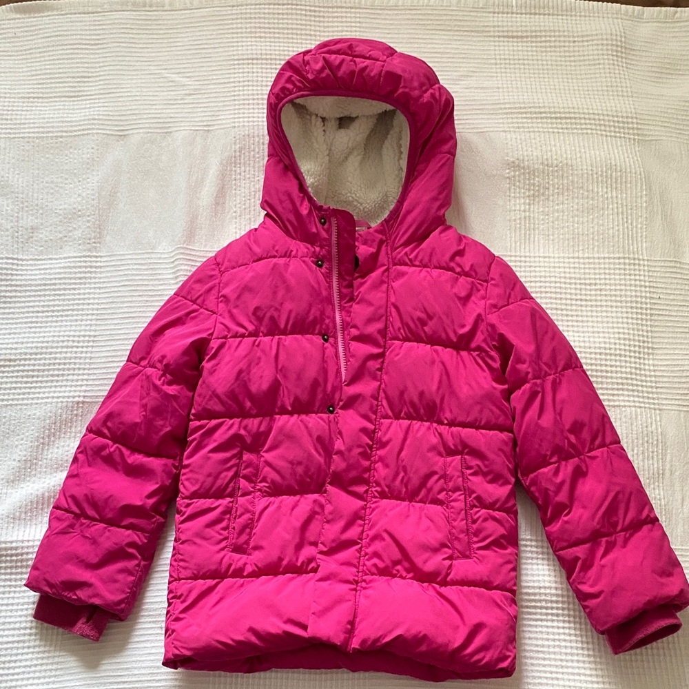Primary Fuchsia Puffer Jacket for Kids
